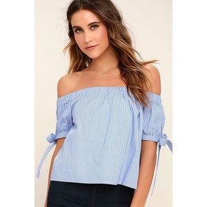 Lulu’s blue off the shoulder blouse